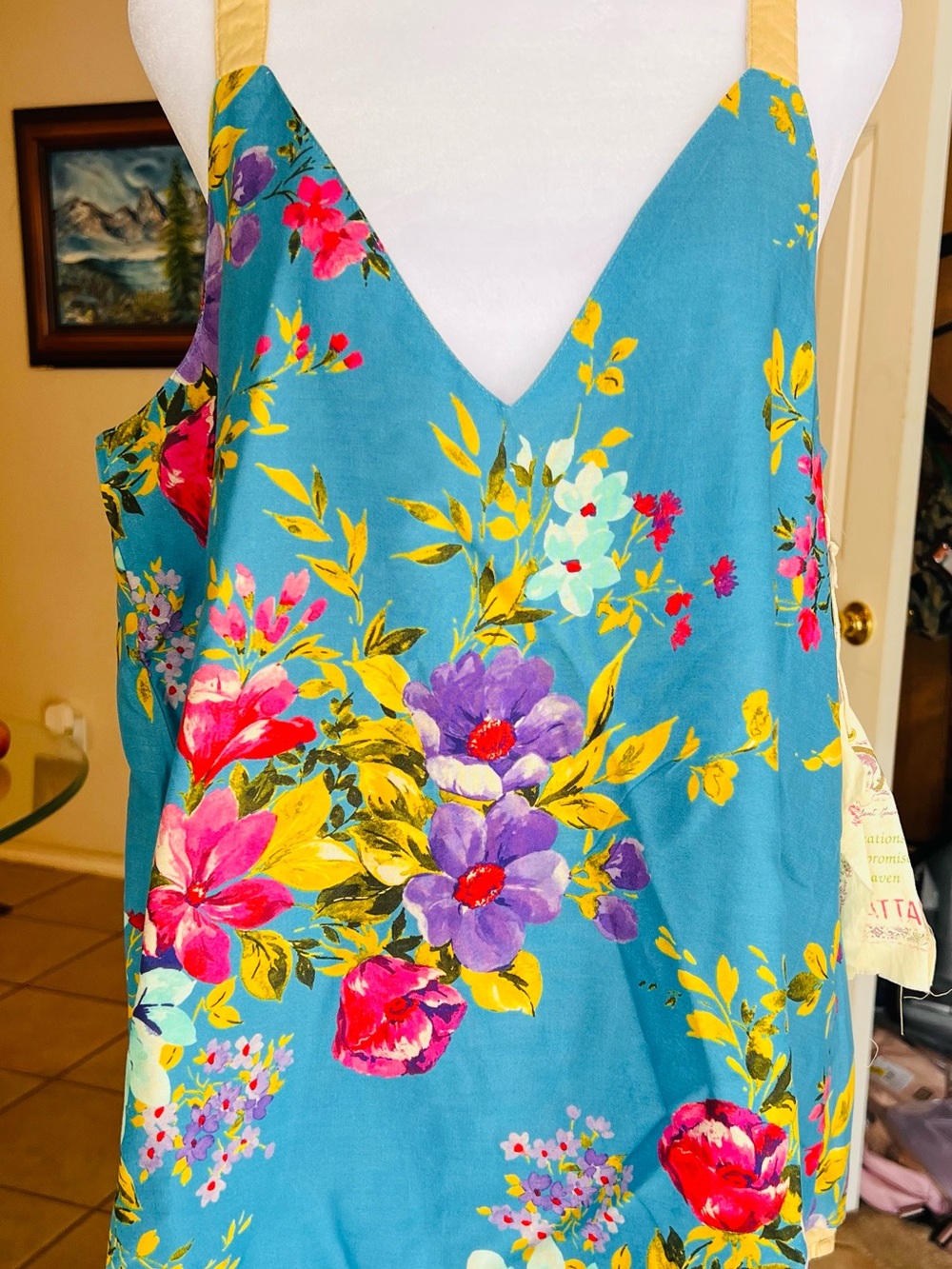 Aratta Teal  Floral V-Neck Sleeveless Camisole
